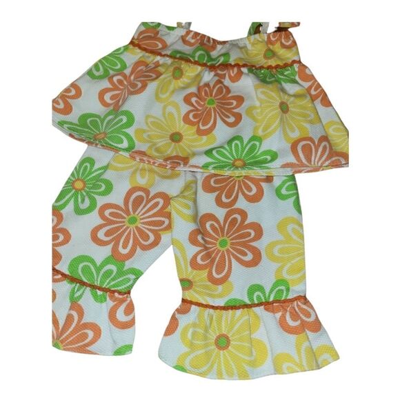 Kelly's Kids Flower Power Psychedelic Spring Summer Outfit Floral Pattern XS 3-4 - Picture 2 of 7